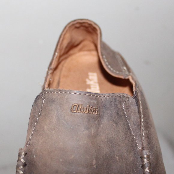 KIDS OLUKAI LEATHER SLIP ON SHOES - SIZE 3 1/2 - BROWN - Picture 8 of 8